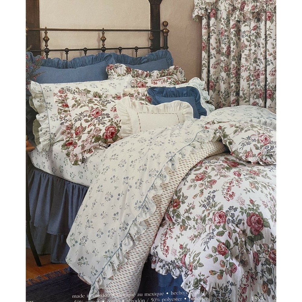 One Vintage Laura Ashley Standard Pillow Sham Ruffled Not In Package Used - Picture 2 of 3
